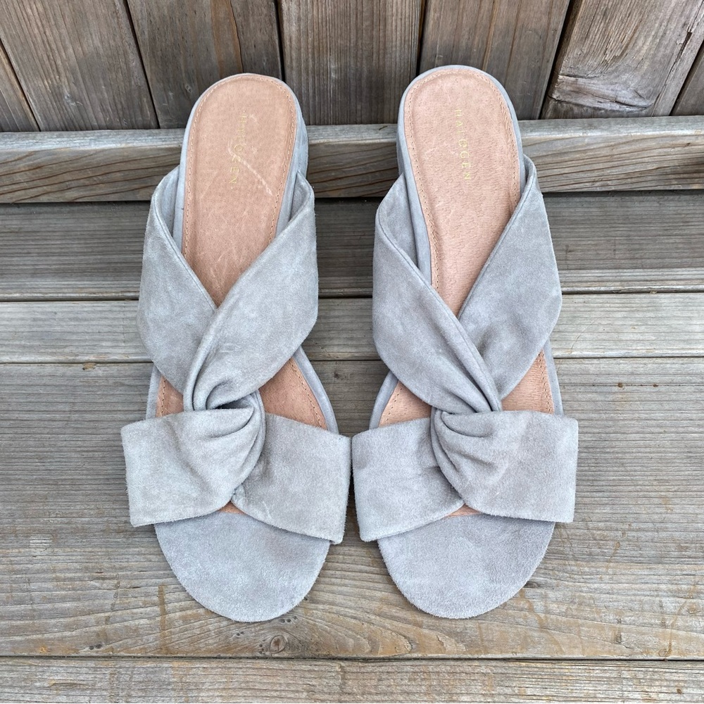 Halogen Grey Suede Crossover Sandals Size 8
